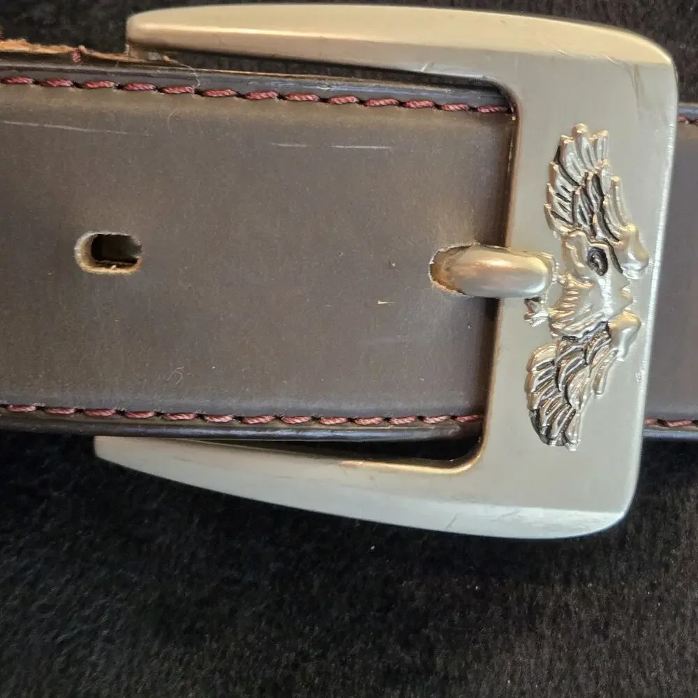Vintage US Eagle brown leather belt eagle Buckle Embossed USA mens MED 42
